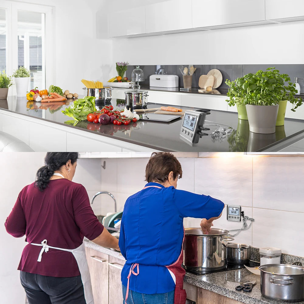 Kitchen Digital Cooking Thermometer Meat Food Temperature for Oven BBQ Timer Function with Stainless Steel Probe