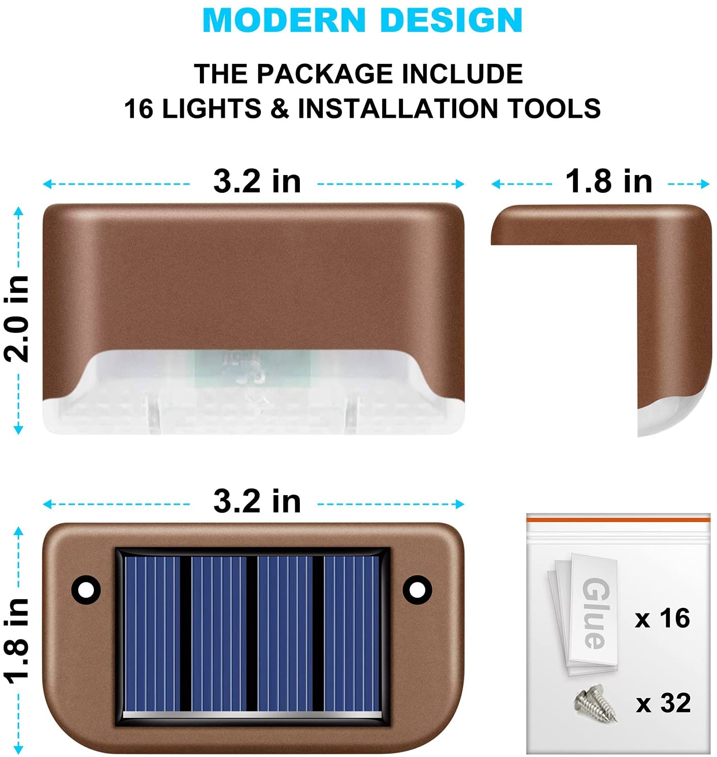 Solar Deck Lights 16 Pack Outdoor Step Lights Waterproof Led Solar Lights