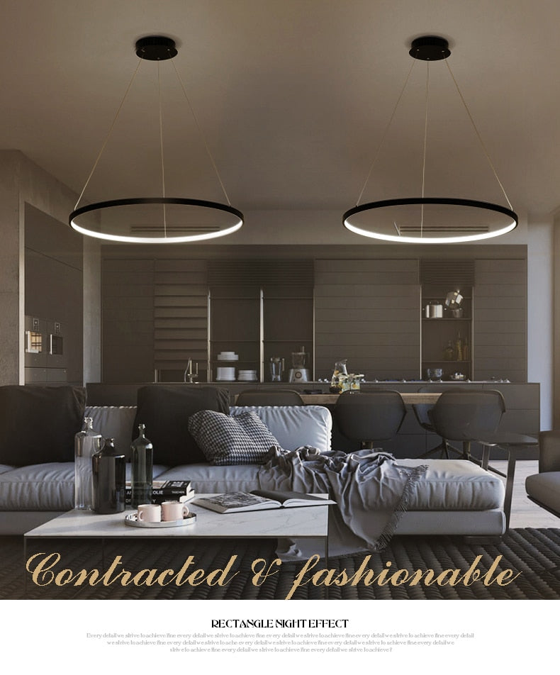 Modern Pendant Lights Circle Rings Acrylic Aluminum
