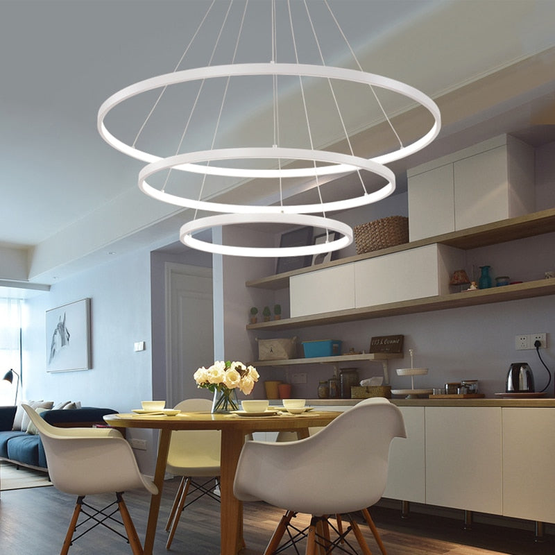 Modern Pendant Lights Circle Rings Acrylic Aluminum