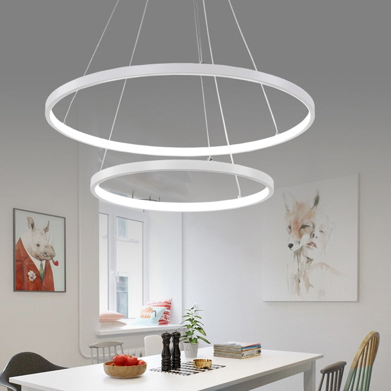 Modern Pendant Lights Circle Rings Acrylic Aluminum