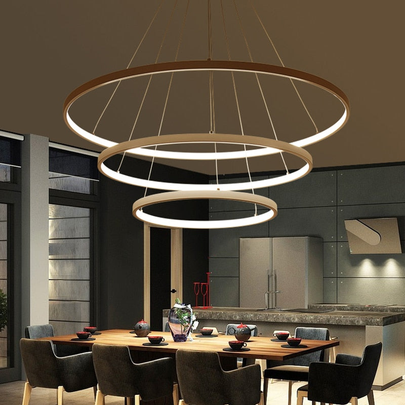 Modern Pendant Lights Circle Rings Acrylic Aluminum