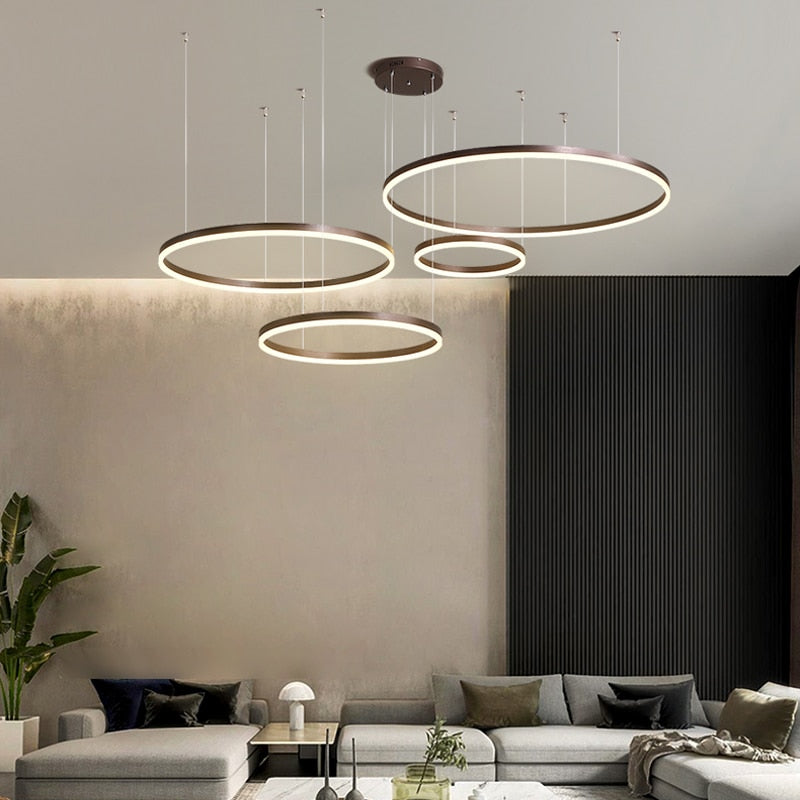 Modern Led Chandelier Home Lighting Brushed Rings