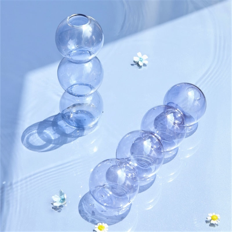 Nordic Creative Glass Bubble Vase Flower Arrangement or Candle Holder