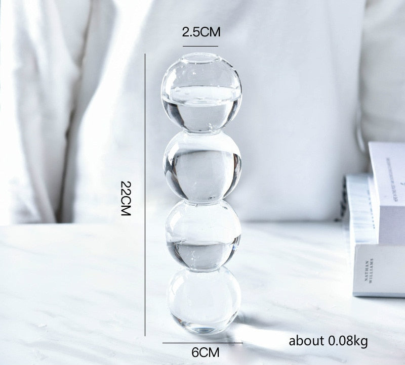 Nordic Creative Glass Bubble Vase Flower Arrangement or Candle Holder
