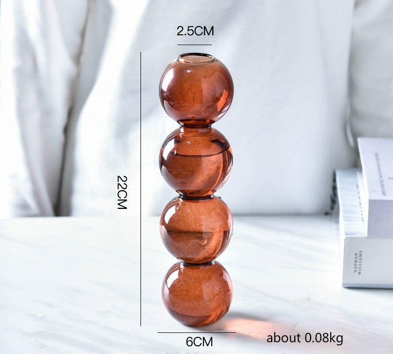 Nordic Creative Glass Bubble Vase Flower Arrangement or Candle Holder