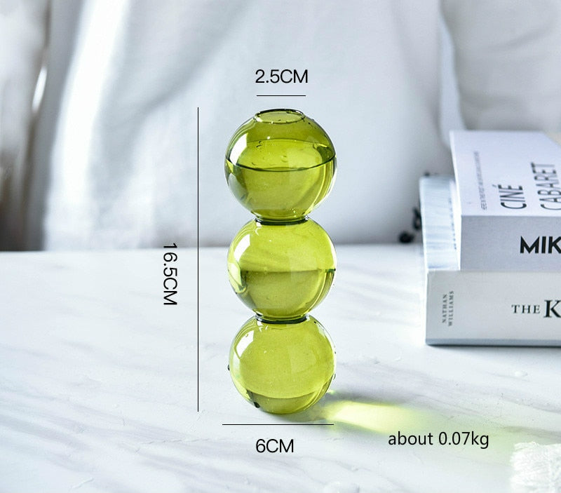 Nordic Creative Glass Bubble Vase Flower Arrangement or Candle Holder