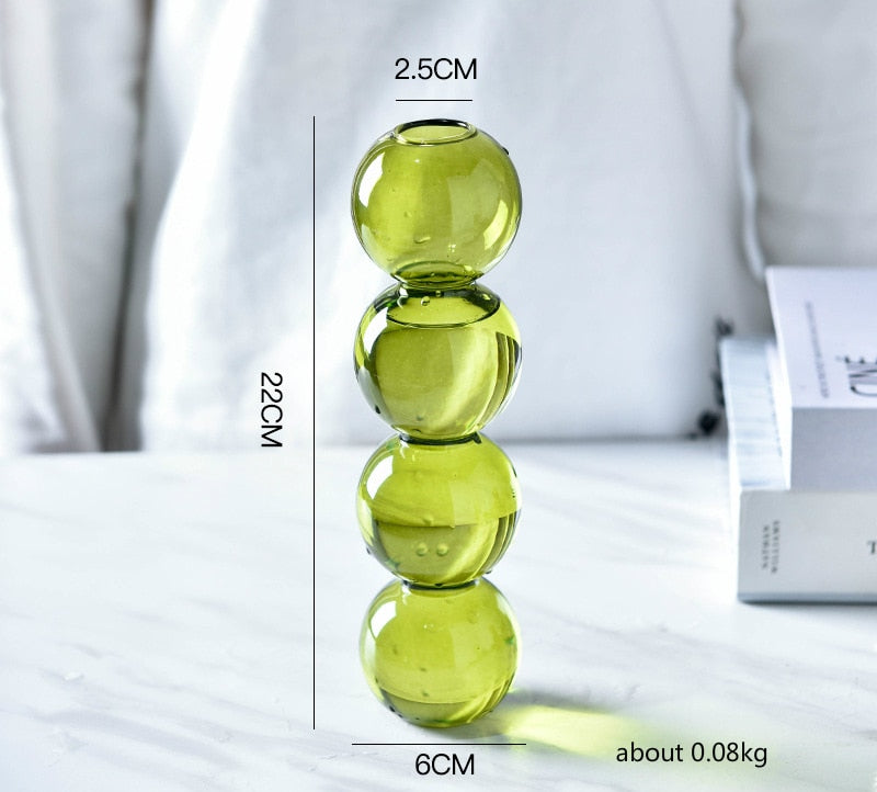 Nordic Creative Glass Bubble Vase Flower Arrangement or Candle Holder