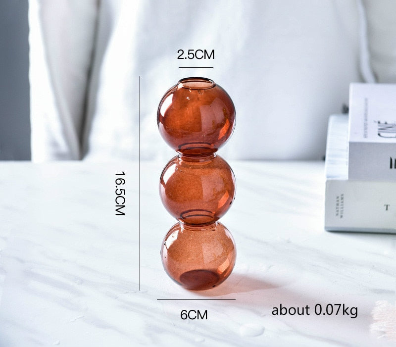 Nordic Creative Glass Bubble Vase Flower Arrangement or Candle Holder