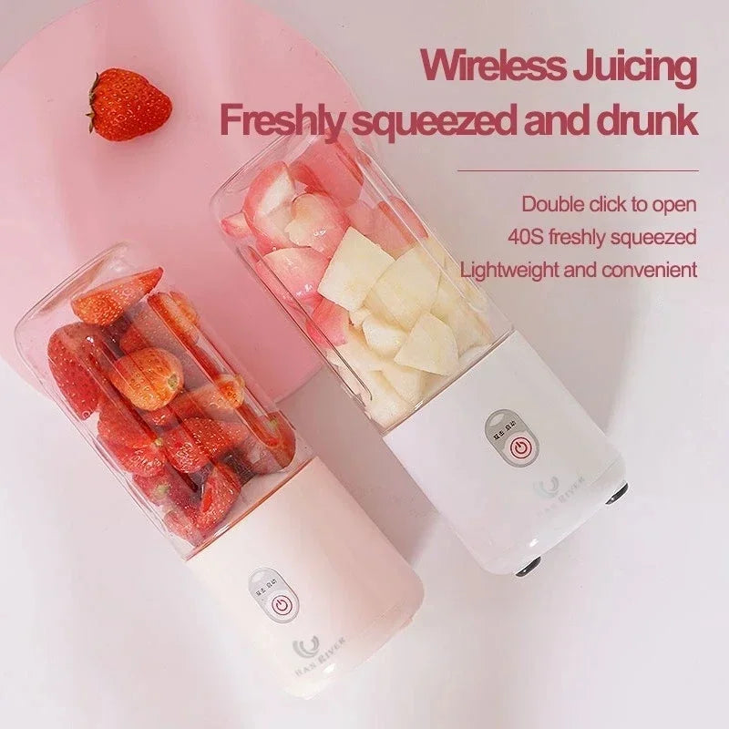 500Ml Portable Blender 6 Blades Usb Rechargeable Fresh Fruit Juice Electric Blender