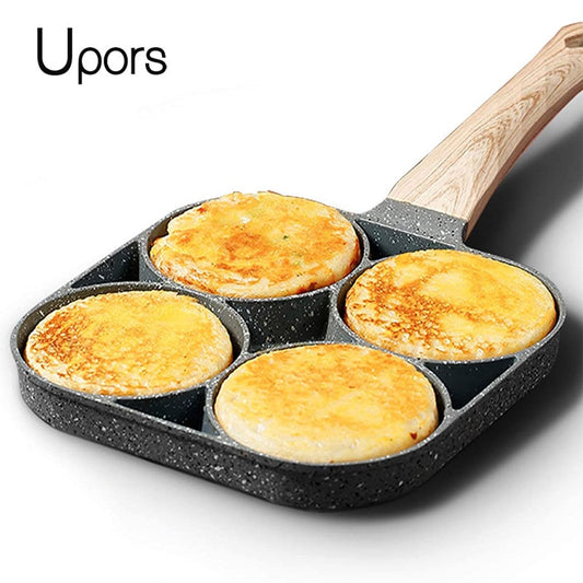 UPORS 4 Hole Frying Pan Non Stick Burger Egg Pancake Maker