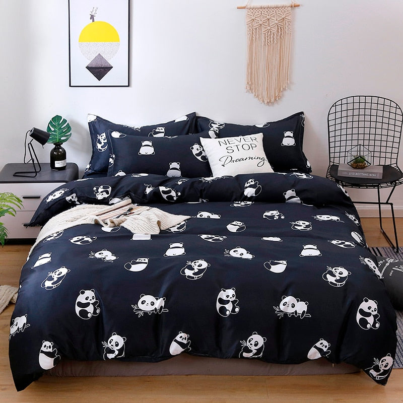 Solstice Home Textile Cyan Cute Cat Kitty Duvet Cover Pillow Case