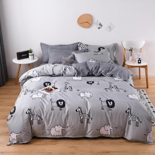 Solstice Home Textile Cyan Cute Cat Kitty Duvet Cover Pillow Case
