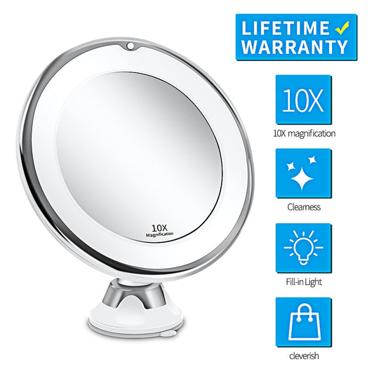 Flexible Makeup Mirror 10x Magnifying Mirrors 14 Led Lighted Touch Screen