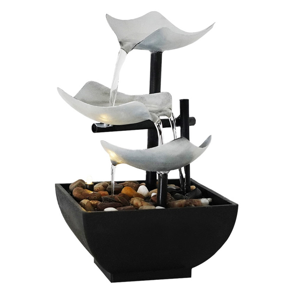 Desktop Fountain 3 Layer Relaxation Automatic Pump With Power Switch Ultra-deep Sink For Indoor Home Office Decoration