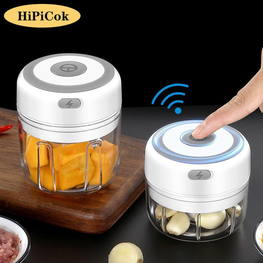 HiPiCok Electric Food Chopper Garlic Crusher  Vegetable Chopper Masher Machine