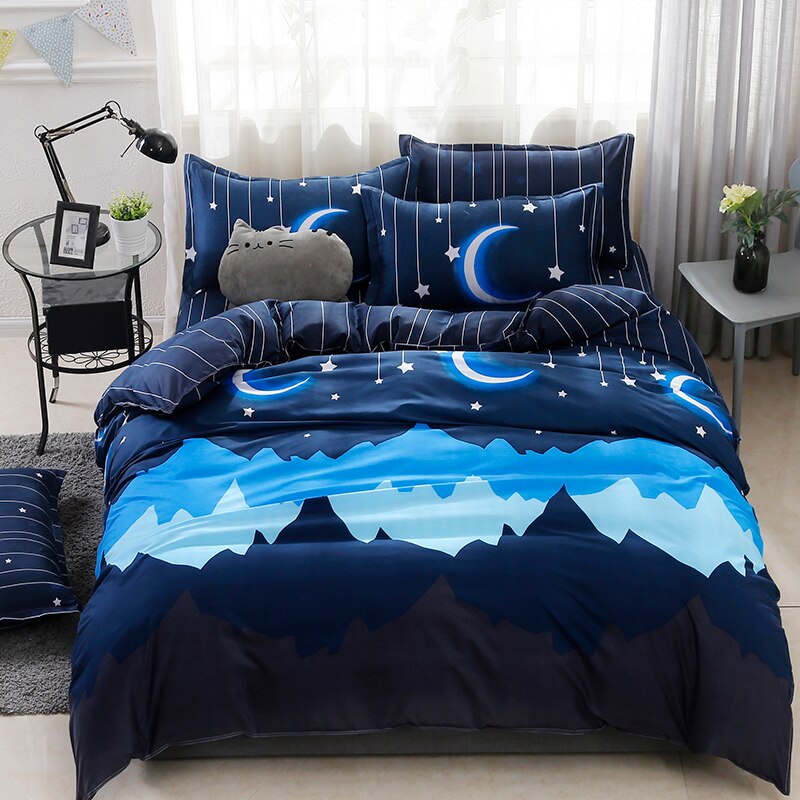 Solstice Home Textile Cyan Cute Cat Kitty Duvet Cover Pillow Case