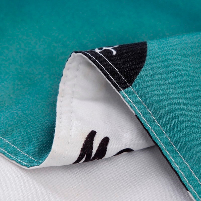Solstice Home Textile Cyan Cute Cat Kitty Duvet Cover Pillow Case