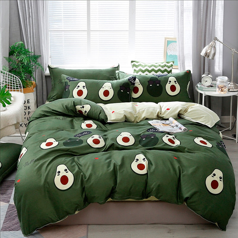 Solstice Home Textile Cyan Cute Cat Kitty Duvet Cover Pillow Case