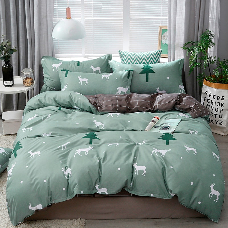 Solstice Home Textile Cyan Cute Cat Kitty Duvet Cover Pillow Case