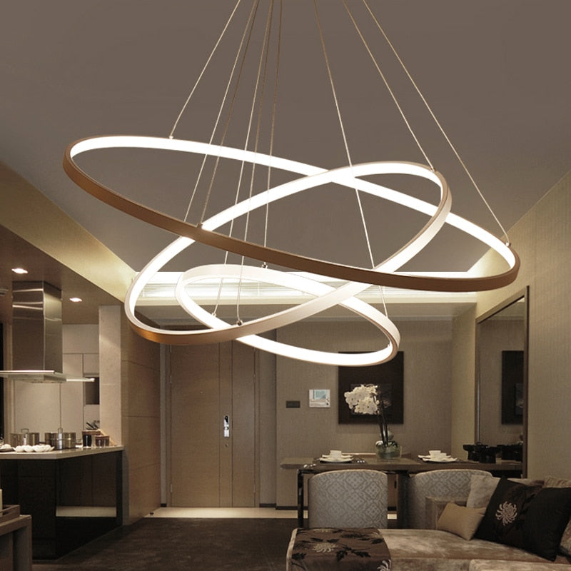 Modern Pendant Lights Circle Rings Acrylic Aluminum