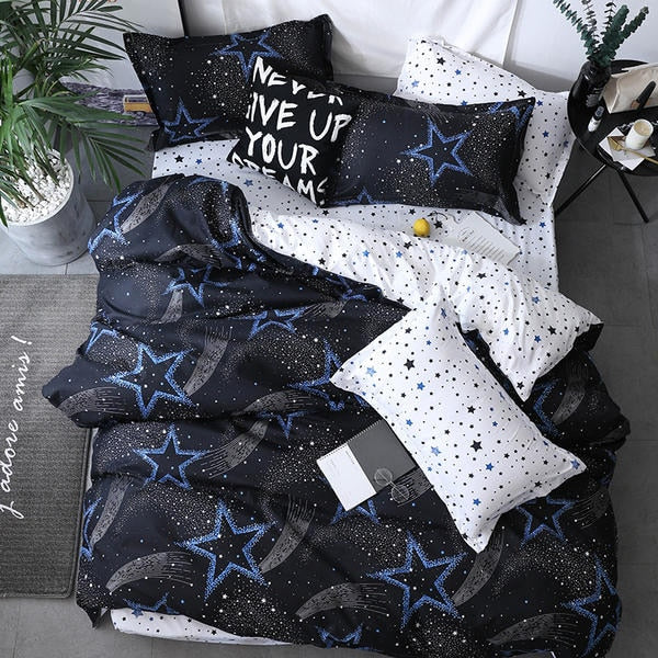 Solstice Home Textile Cyan Cute Cat Kitty Duvet Cover Pillow Case