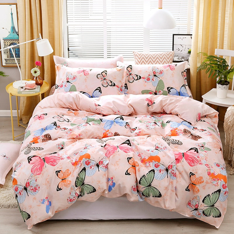 Solstice Home Textile Cyan Cute Cat Kitty Duvet Cover Pillow Case