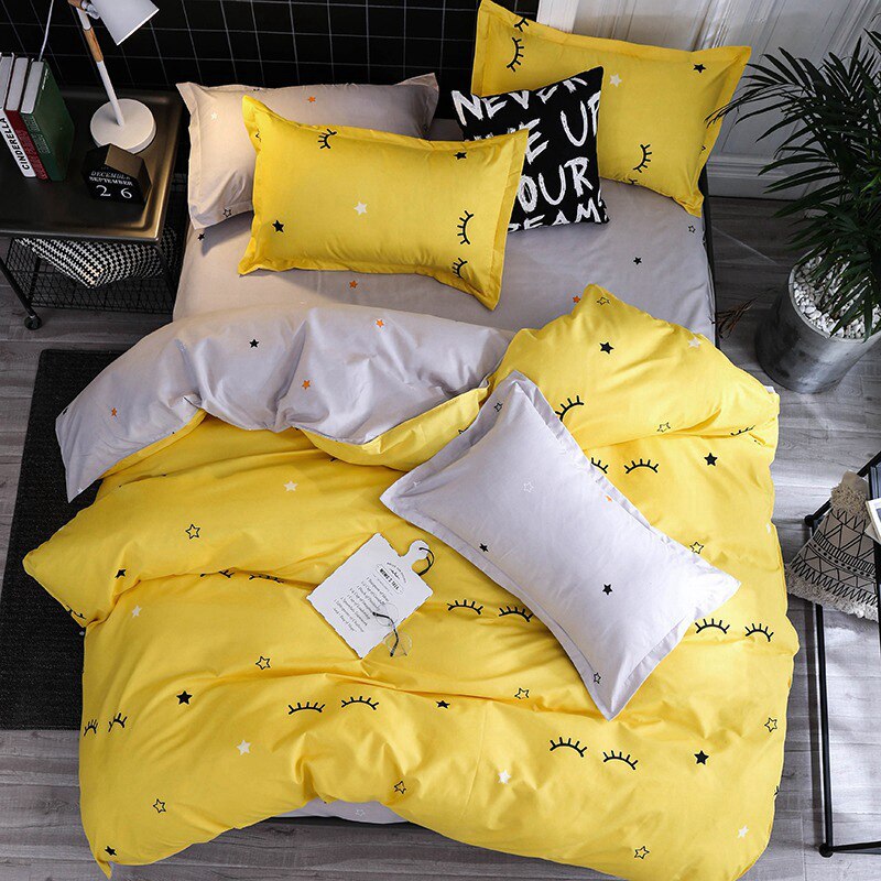 Solstice Home Textile Cyan Cute Cat Kitty Duvet Cover Pillow Case