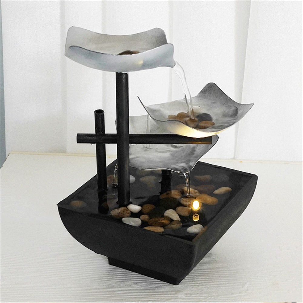 Desktop Fountain 3 Layer Relaxation Automatic Pump With Power Switch Ultra-deep Sink For Indoor Home Office Decoration