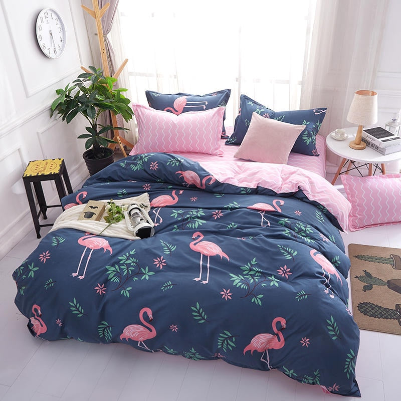 Solstice Home Textile Cyan Cute Cat Kitty Duvet Cover Pillow Case