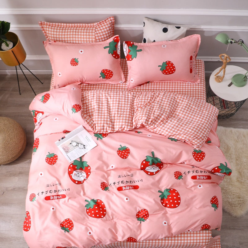 Solstice Home Textile Cyan Cute Cat Kitty Duvet Cover Pillow Case