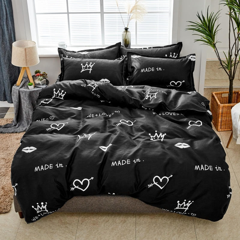 Solstice Home Textile Cyan Cute Cat Kitty Duvet Cover Pillow Case