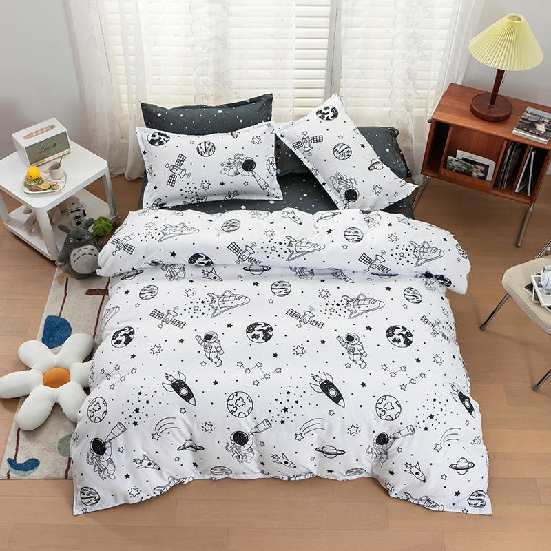 Solstice Home Textile Cyan Cute Cat Kitty Duvet Cover Pillow Case