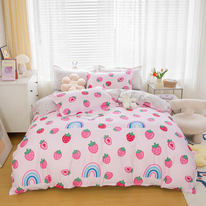Solstice Home Textile Cyan Cute Cat Kitty Duvet Cover Pillow Case