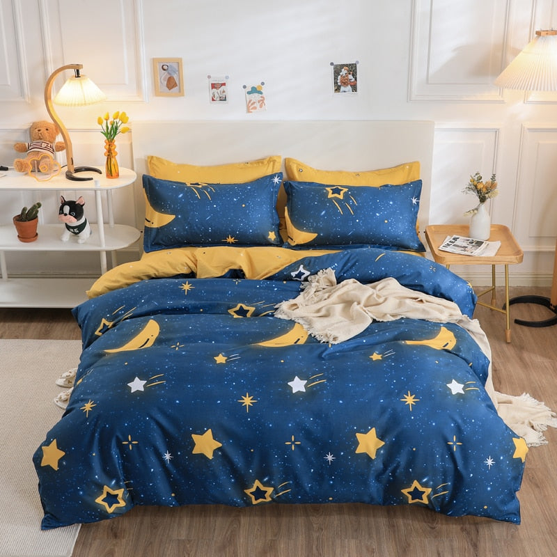 Solstice Home Textile Cyan Cute Cat Kitty Duvet Cover Pillow Case