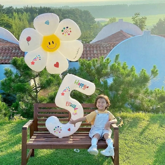 40Inch White Number Balloon Daisy Foil Balloon