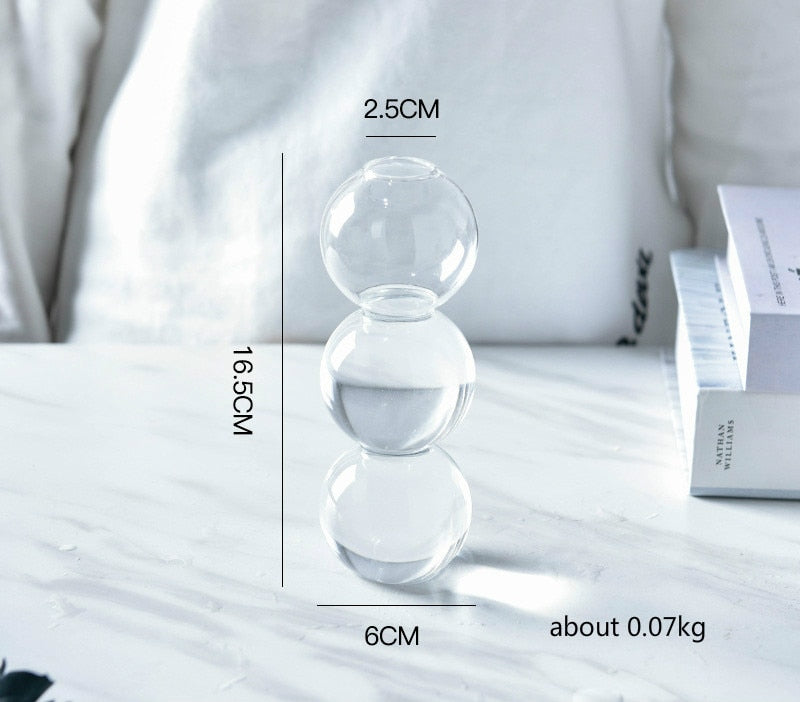Nordic Creative Glass Bubble Vase Flower Arrangement or Candle Holder