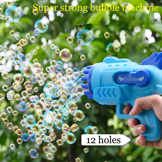 Bubble Gun Electric Automatic Soap Rocket Bubbles Machine Kids Portable LED Light