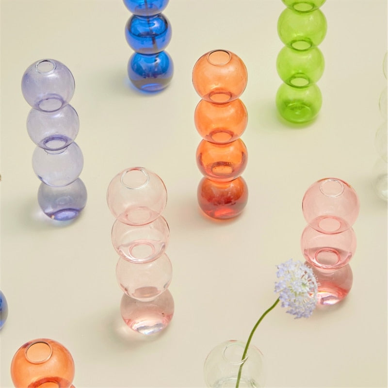 Nordic Creative Glass Bubble Vase Flower Arrangement or Candle Holder